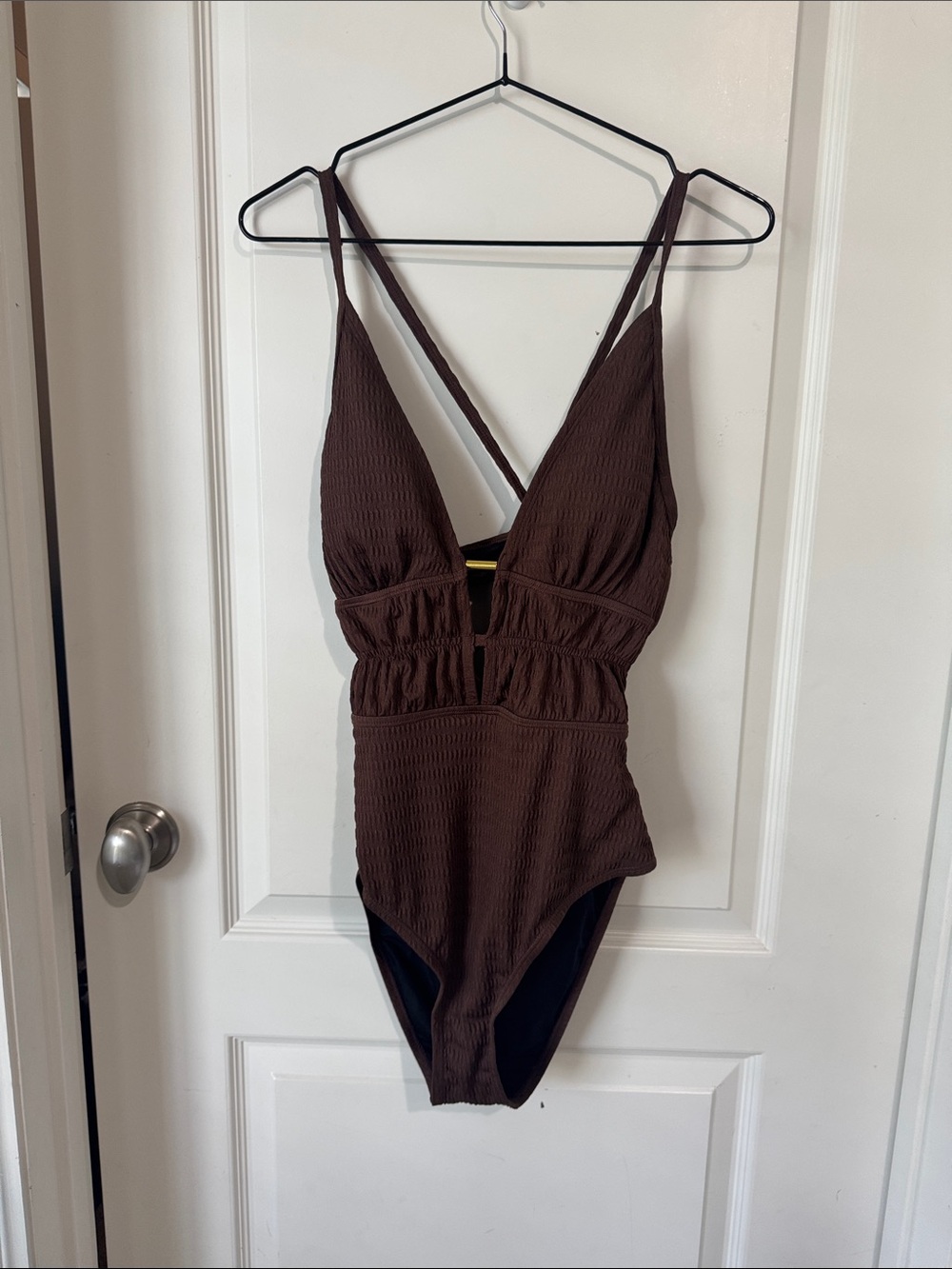 Cupshe Chocolate Brown Textured One-Piece Swimsuit